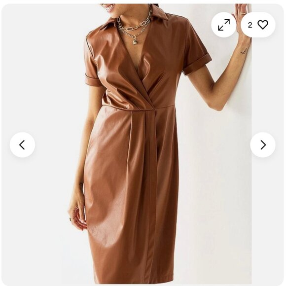 Nine West Vegan Leather Wrap Dress | Size Small - Picture 1 of 10